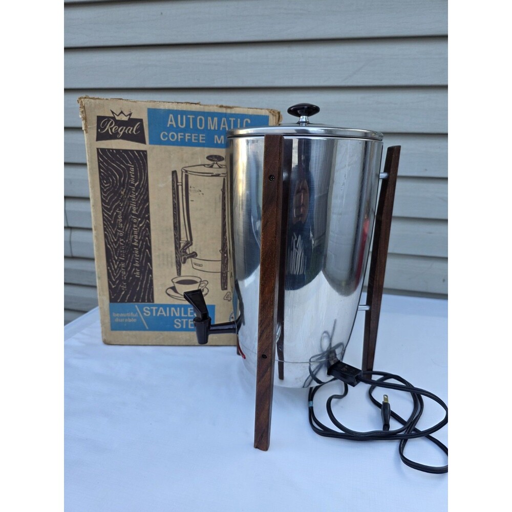 Regal 1350 Coffee Maker Pot Percolator “Atomic Bullet” 12- 40 Cup Stainless 60's